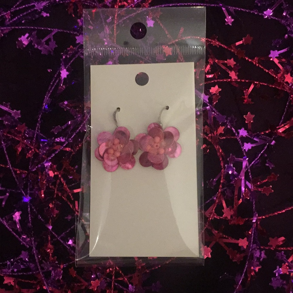 Pink flower petals earrings